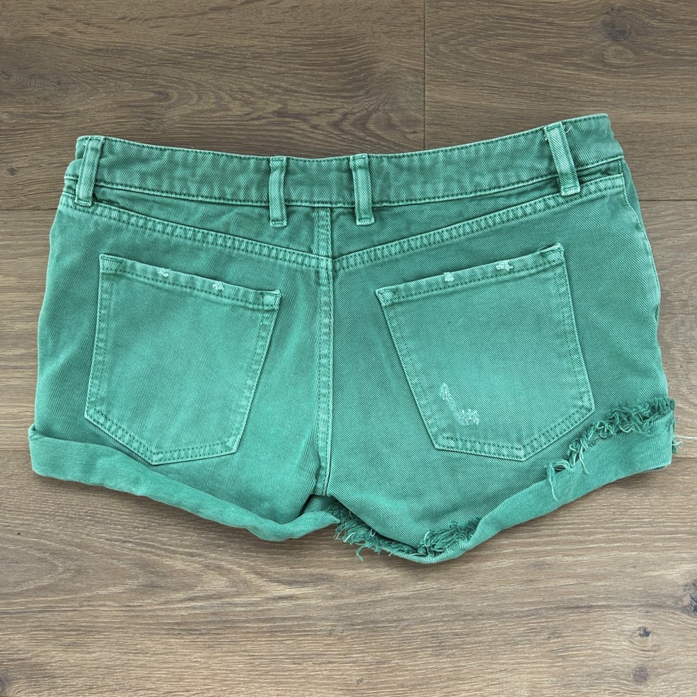 SER.O.YA Lex Distress Jean Shorts Vintage Jade Green SIZE 26 - Picture 7 of 13